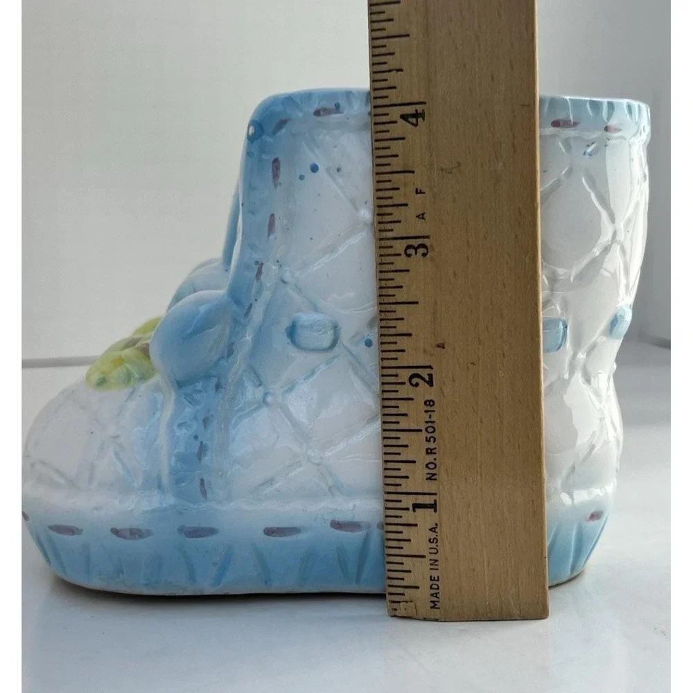 Planter Boot MY NEIL 1985 Blue‎ Ceramic Nursery Vase Baby Decor Vintage Gift